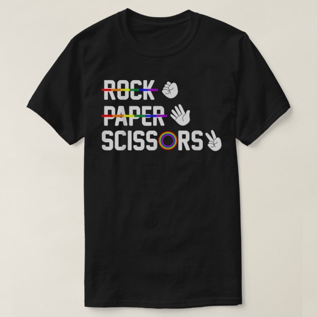 Rock Paper Scissors Gay Lesbian LGBT Pride  T-Shirt (Design Front)