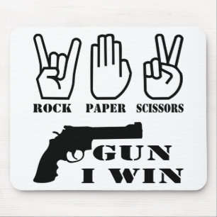 Rock Paper Scissors Gun I Win Mouse Mat