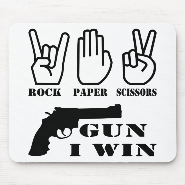 Rock Paper Scissors Gun I Win Mouse Mat (Front)