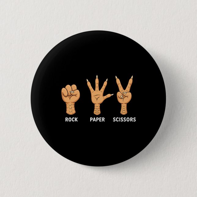 Rock Paper Scissors Hand Game Bird Claw Funny Chic 6 Cm Round Badge (Front)