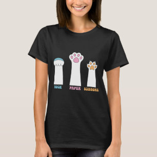 Rock Paper Scissors Hand Game Cute Paw Funny Cat T-Shirt