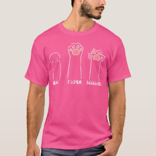 Rock Paper Scissors Hand Game Cute Paw Funny Cat T-Shirt