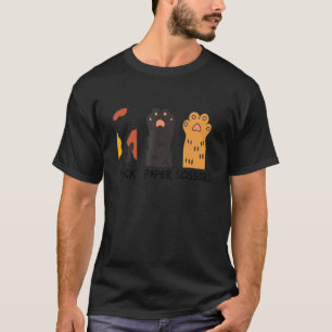 Rock Paper Scissors Hand Game Funny Cute Paw Cat L T-Shirt