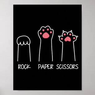Rock Paper Scissors Hand Game Meme Animal Paw Cat  Poster