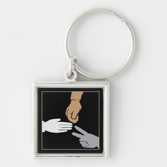 Rock Paper Scissors Hands Key Ring (Front)