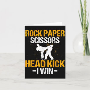 Rock Paper Scissors Headkick I Win - Martial Arts  Card