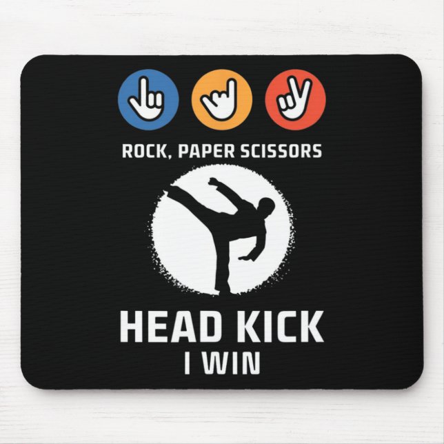 Rock Paper Scissors Headkick Win Funny Taekwondo K Mouse Mat (Front)