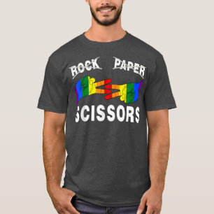 Rock Paper Scissors Lesbian Pride Rainbow LGBT Mon T-Shirt
