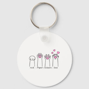 Rock Paper Scissors Love Funny Cat Hand Game Valen Key Ring