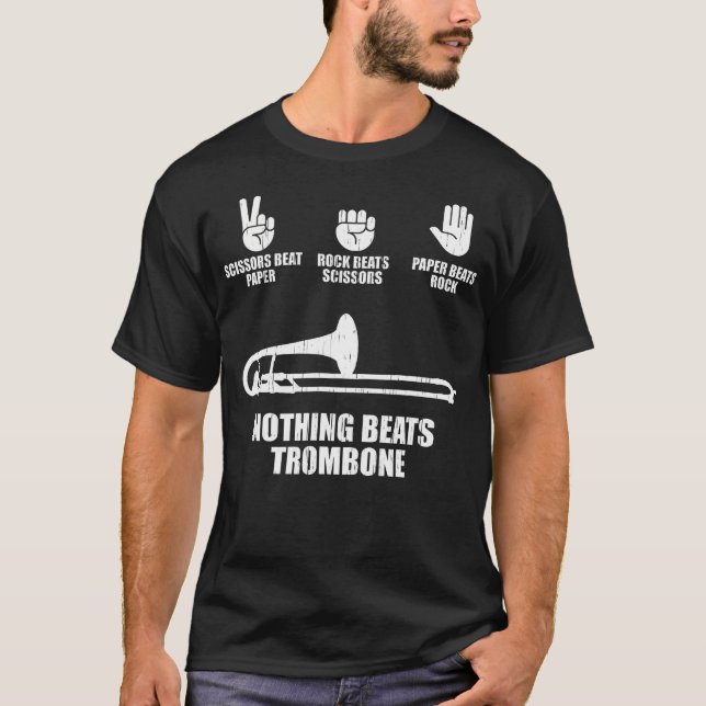 Rock Paper Scissors Marching Band Funny Trombone L T-Shirt (Front)