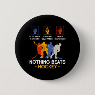 Rock Paper Scissors Nothing Beats Hockey 6 Cm Round Badge