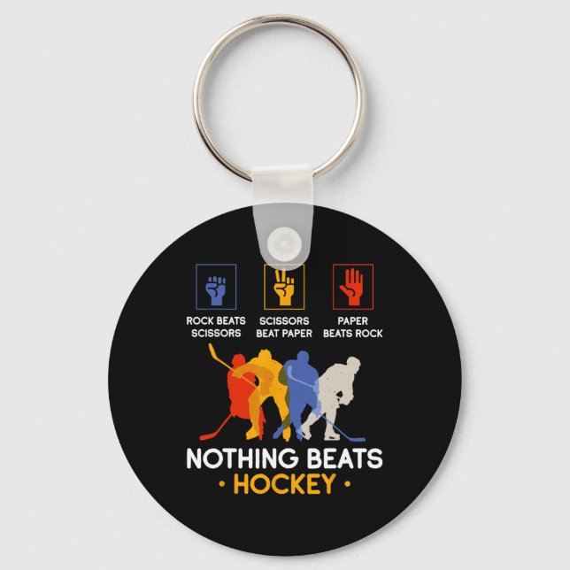 Rock Paper Scissors Nothing Beats Hockey  Key Ring (Front)