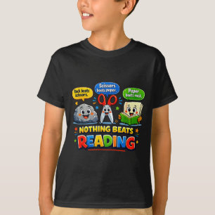 Rock paper scissors nothing beats reading funny T-Shirt