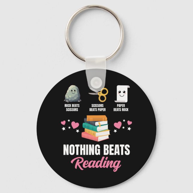 Rock Paper Scissors Nothing Beats Reading Key Ring (Front)