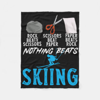 Rock Paper Scissors Nothing Beats Skiing 1  Fleece Blanket