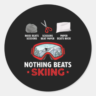 Rock Paper Scissors Nothing Beats Skiing  Classic Round Sticker
