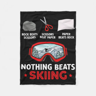 Rock Paper Scissors Nothing Beats Skiing  Fleece Blanket