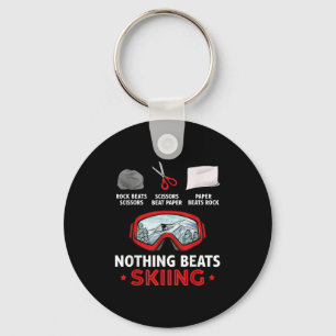 Rock Paper Scissors Nothing Beats Skiing Key Ring