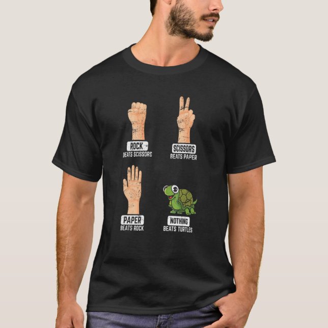 Rock Paper Scissors Nothing Beats Turtles   Turtle T-Shirt (Front)