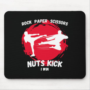Rock Paper Scissors Nuts Kick Win Funny Taekwondo Mouse Mat