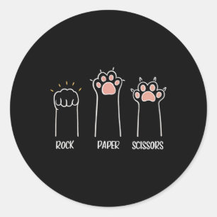 Rock Paper Scissors Paw Cute Cat Animal Game Classic Round Sticker