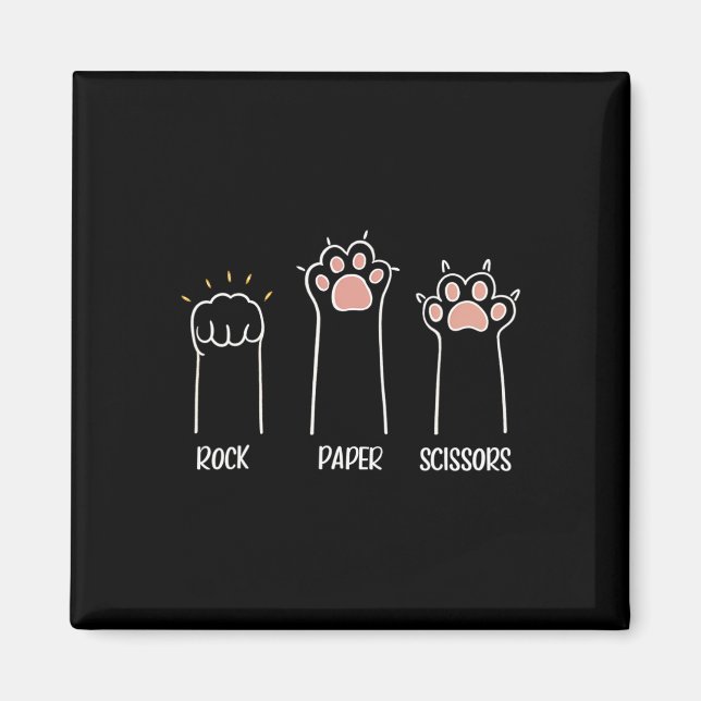 Rock Paper Scissors Paw Cute Cat Animal Game  Magnet (Front)