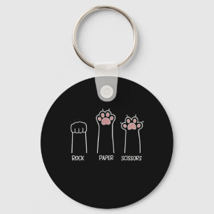 Rock Paper Scissors Paw Game Cat Love Pet Enthusia Key Ring