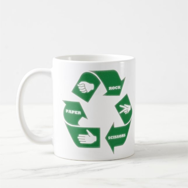 Rock Paper Scissors ~ Recycle! Mug (Left)
