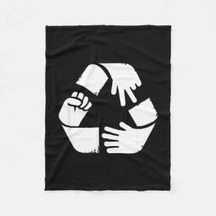 Rock paper scissors recycling symbol funny hand fleece blanket