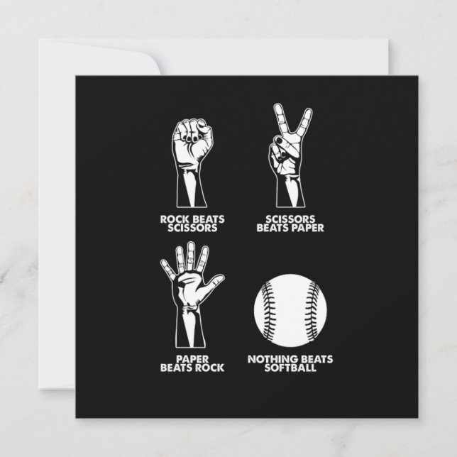 Rock Paper Scissors Softball Pitcher Catcher Gift Invitation (Front)