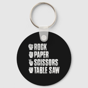 Rock Paper Scissors Table Saw Funny Halloween Key Ring