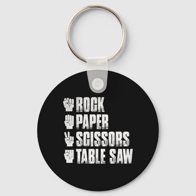 Rock Paper Scissors Table Saw Funny Halloween Key Ring (Front)