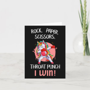 Rock Paper Scissors Throat Punch I Win Unicorn Box Card