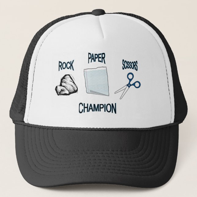 rock paper scissors trucker hat (Front)