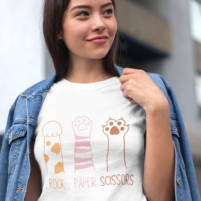 Rock Paper Scissors with Cat Paws Funny T-Shirt (Creator Uploaded)