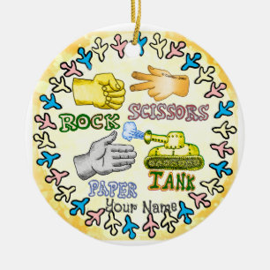 Rock Paper Tank  Ceramic Tree Decoration