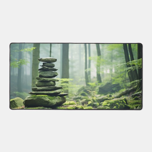 Rock Pebble Forest Tranquil Peaceful  Desk Mat (Front)