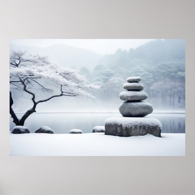 Rock Pebble Forest Tranquil Peaceful  Poster (Front)