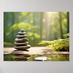 Rock Pebble Forest Tranquil Peaceful Poster