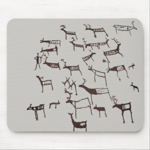 Rock Petroglyph Ancient European Deer Hunting Mouse Mat