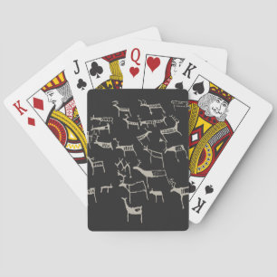 Rock Petroglyph Ancient European Deer Hunting Playing Cards