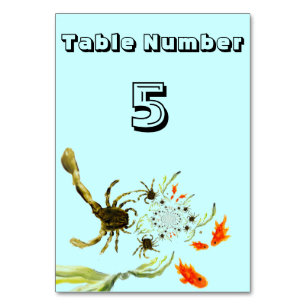 Rock Pool Crabs and Fish Seaside Art Table Number
