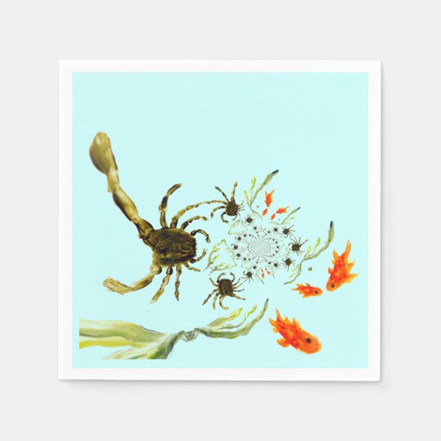 Rock Pool Crabs Fish Funny Beach Napkin (Front)