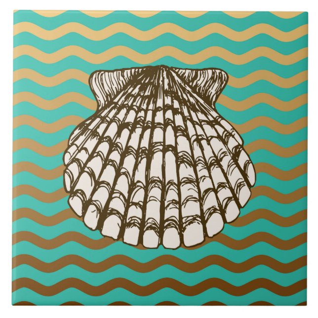 Rock Pool Nautical Clam Shell Design Tile (Front)