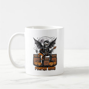 Rock Pumpkin Skull Vintage Engraving Halloween Shi Coffee Mug