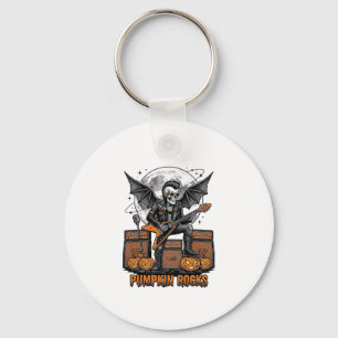 Rock Pumpkin Skull Vintage Engraving Halloween Shi Key Ring