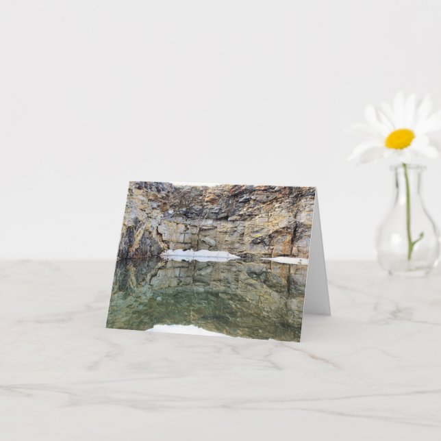 Rock Quarry Wall Reflections #1 Nature Note Card (Small Plant)
