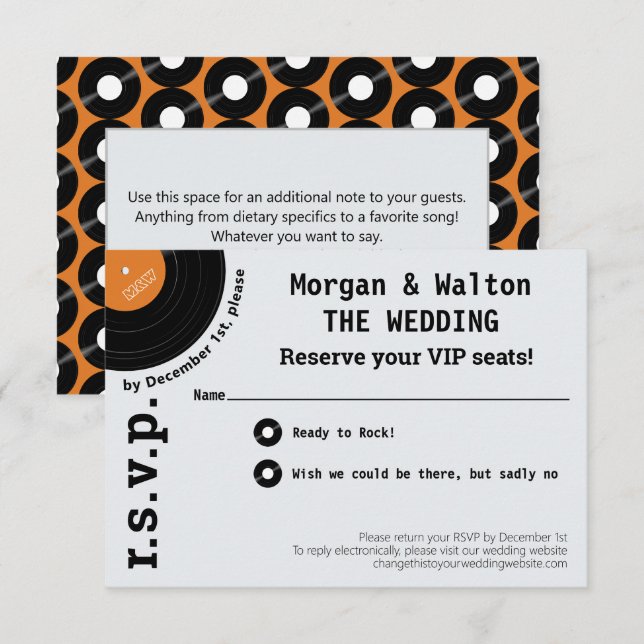 Rock Record Album Concert Style Simple RSVP Orange (Front/Back)