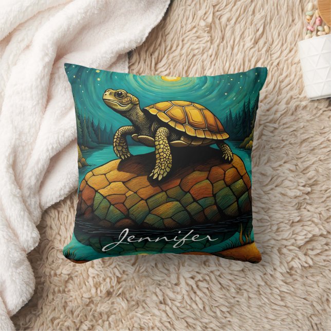 Rock River Nature Turtle Name Cushion (Blanket)