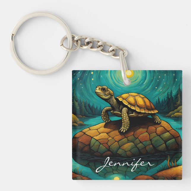 Rock River Nature Turtle Name Key Ring (Front)